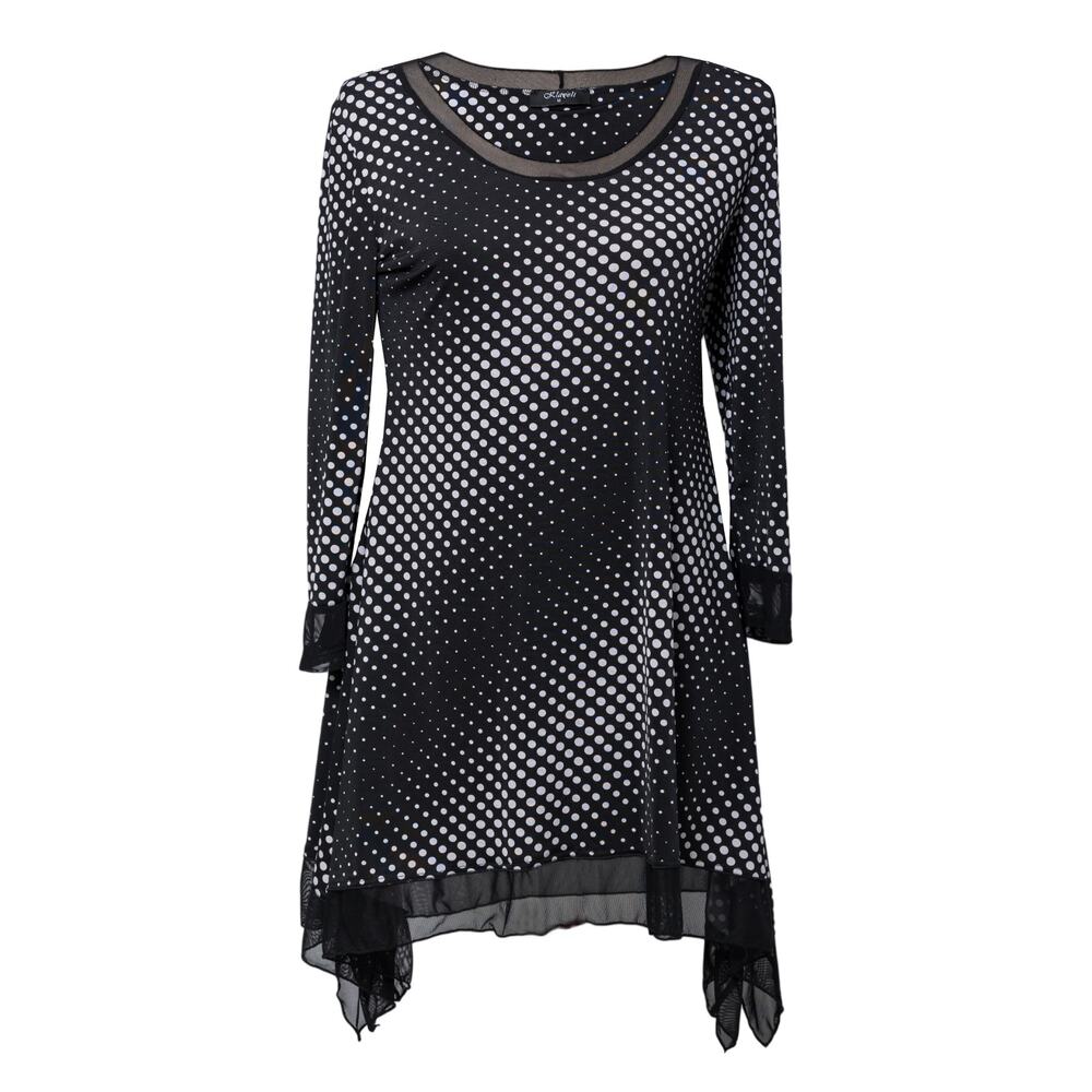 Women's Polka Dot Tunic Size XL Black White Long Sleeve NWT Klaveli
